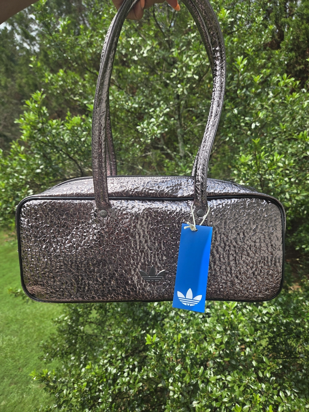 Adidas Metallic Bronze Textured Mini Shoulder Bag